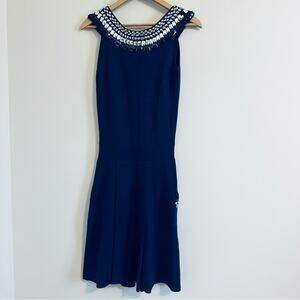 Temperley London Navy Blue Embellished Knit Dress Size Small